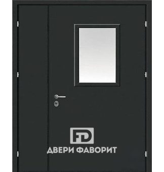 двустворчатая дверь с цикогрунтом в подъезд, оборудована стеклом