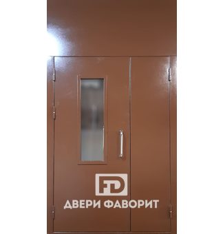 Входная двустворчатая дверь с верхней вставкой - МД-143