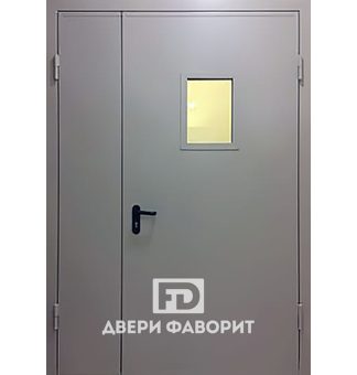 металлическая двустворчатая дверь в тамбур, с ручкой антипаника