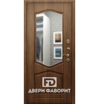 Стальная дверь в квартиру с зеркалом и нижним замком