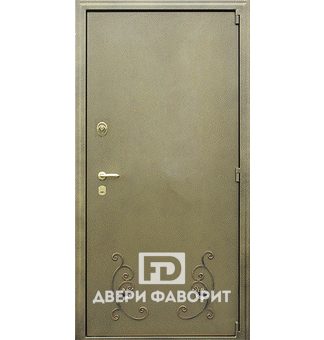 металлическая дверь с ковкой в виде завитков с цветами