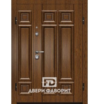 двустворчатая уличная дверь с филенчатым мдф
