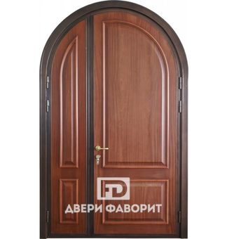 арочная двустворчатая дверь с мдф отделкой