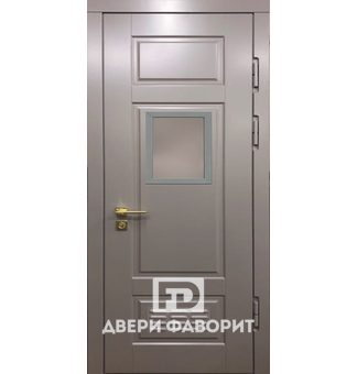 дверь металлическая с вентиляционной решеткой и стеклянной вставкой
